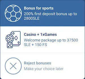 1xBet Registration bonus